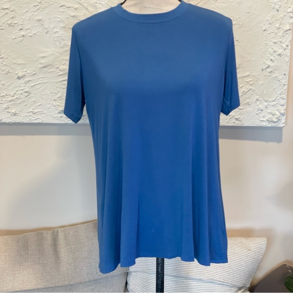 JOHNNY WAS Women's Short Sleeve Crew Neck Tee T-shirt Bamboo Blue Sz S